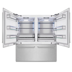 ZLINE 72 in. 39.6 cu. ft. French Door Built-In Bottom Freezer Refrigerator with Water Dispensers and Ice Makers  - RBIT