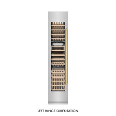 ZLINE Autograph Edition 18 in. 9.0 cu. ft. Triple Zone 68 Bottle Left Hinge Column Wine Cooler in Stainless Steel with Champagne Bronze Accents - RCWVLZ-30418-CB - The Home Selection