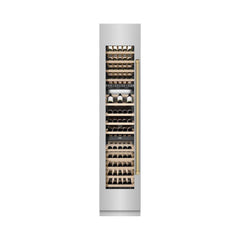 ZLINE Autograph Edition 18 in. 9.0 cu. ft. Triple Zone 68 Bottle Left Hinge Column Wine Cooler in Stainless Steel with Champagne Bronze Accents - RCWVLZ-30418-CB - The Home Selection