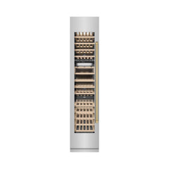 ZLINE Autograph Edition 18 in. 9.0 cu. ft. Triple Zone 68 Bottle Left Hinge Column Wine Cooler in Stainless Steel with Champagne Bronze Accents - RCWVLZ-30418-CB - The Home Selection