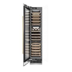 ZLINE Autograph Edition 18 in. 9.0 cu. ft. Triple Zone 68 Bottle Left Hinge Column Wine Cooler in Stainless Steel with Champagne Bronze Accents - RCWVLZ-30418-CB - The Home Selection