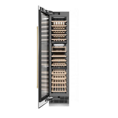 ZLINE Autograph Edition 18 in. 9.0 cu. ft. Triple Zone 68 Bottle Left Hinge Column Wine Cooler in Stainless Steel with Champagne Bronze Accents - RCWVLZ-30418-CB - The Home Selection
