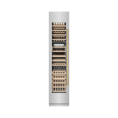 ZLINE Autograph Edition 18 in. 9.0 cu. ft. Triple Zone 68 Bottle Left Hinge Column Wine Cooler in Stainless Steel with Polished Gold Accents - RCWVLZ-30418-G - The Home Selection