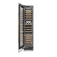 ZLINE Autograph Edition 18 in. 9.0 cu. ft. Triple Zone 68 Bottle Left Hinge Column Wine Cooler in Stainless Steel with Polished Gold Accents - RCWVLZ-30418-G - The Home Selection