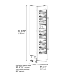ZLINE Autograph Edition 18 in. 9.0 cu. ft. Triple Zone 68 Bottle Left Hinge Column Wine Cooler in Stainless Steel with Matte Black Accents - RCWVLZ-30418-MB - The Home Selection