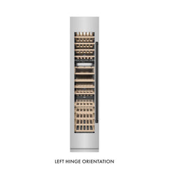 ZLINE Autograph Edition 18 in. 9.0 cu. ft. Triple Zone 68 Bottle Left Hinge Column Wine Cooler in Stainless Steel with Matte Black Accents - RCWVLZ-30418-MB - The Home Selection