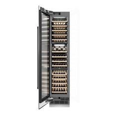 ZLINE Autograph Edition 18 in. 9.0 cu. ft. Triple Zone 68 Bottle Left Hinge Column Wine Cooler in Stainless Steel with Matte Black Accents - RCWVLZ-30418-MB - The Home Selection