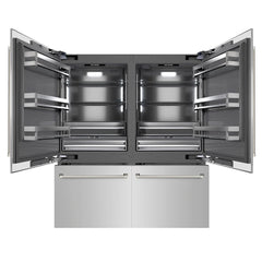 ZLINE Autograph Edition 72 in. 39.6 cu. ft. French Door Built-In Bottom Freezer Refrigerator with Water Dispensers and Ice Makers in Stainless Steel with Graphite Gray Interior Helix Handles - GRBITZ-30472