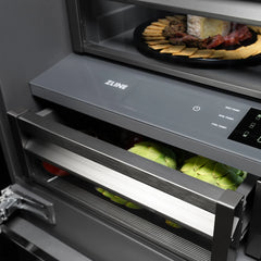 ZLINE Autograph Edition 36 in. 19.6 cu. ft. French Door Built-In Bottom Freezer Refrigerator with Water Dispenser and Ice Maker in Stainless Steel with Graphite Gray Interior and Helix Handles - GRBIVZ-30436K
