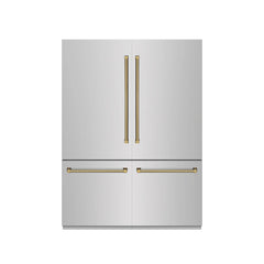 ZLINE Autograph Edition 60 in. 32.2 cu. ft. French Door Built-In Bottom Freezer Refrigerator with Water Dispenser and Ice Maker in Stainless Steel with Graphite Gray Interior Helix Handles - GRBIVZ-30460K