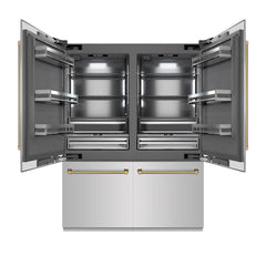 ZLINE Autograph Edition 60 in. 32.2 cu. ft. French Door Built-In Bottom Freezer Refrigerator with Water Dispenser and Ice Maker in Stainless Steel with Graphite Gray Interior Helix Handles - GRBIVZ-30460K