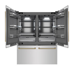 ZLINE Autograph Edition 60 in. 32.2 cu. ft. French Door Built-In Bottom Freezer Refrigerator with Water Dispenser and Ice Maker in Stainless Steel with Graphite Gray Interior Helix Handles - GRBIVZ-30460K