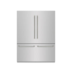 ZLINE Autograph Edition 60 in. 32.2 cu. ft. French Door Built-In Bottom Freezer Refrigerator with Water Dispenser and Ice Maker in Stainless Steel with Graphite Gray Interior Helix Handles - GRBIVZ-30460K