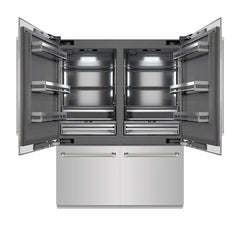 ZLINE Autograph Edition 60 in. 32.2 cu. ft. French Door Built-In Bottom Freezer Refrigerator with Water Dispenser and Ice Maker in Stainless Steel with Graphite Gray Interior Helix Handles - GRBIVZ-30460K