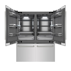 ZLINE Autograph Edition 60 in. 32.2 cu. ft. French Door Built-In Bottom Freezer Refrigerator with Water Dispenser and Ice Maker in Stainless Steel with Graphite Gray Interior Helix Handles - GRBIVZ-30460K