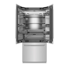 ZLINE 36 in. 19.6 cu. ft. French Door Built-In Bottom Freezer Refrigerator with Water Dispenser and Ice Maker - SRBIV