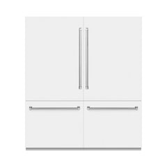 ZLINE 72 in. 39.6 cu. ft. French Door Built-In Bottom Freezer Refrigerator with Water Dispensers and Ice Makers in White Matte with Graphite Gray Interior - GRBIT