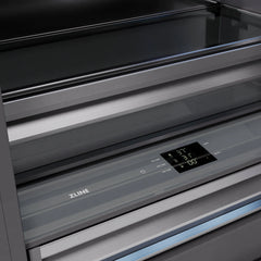 ZLINE Autograph Edition 36 in. 19.8 cu. ft. Built-In Bottom Freezer Refrigerator with Water Dispenser and Ice Maker in White Matte with Graphite Gray Interior - GRBITZ-WM-36