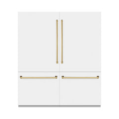 ZLINE 72 in. 39.6 cu. ft. French Door Built-In Bottom Freezer Refrigerator with Water Dispensers and Ice Makers in White Matte with Graphite Gray Interior - GRBIT