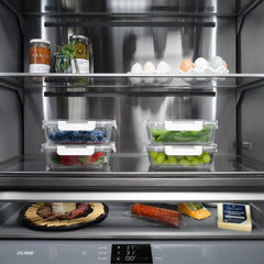 ZLINE 36 in. 19.6 cu. ft. French Door Built-In Bottom Freezer Refrigerator with Water Dispenser and Ice Maker in White Matte with Graphite Gray Interior - GRBIV