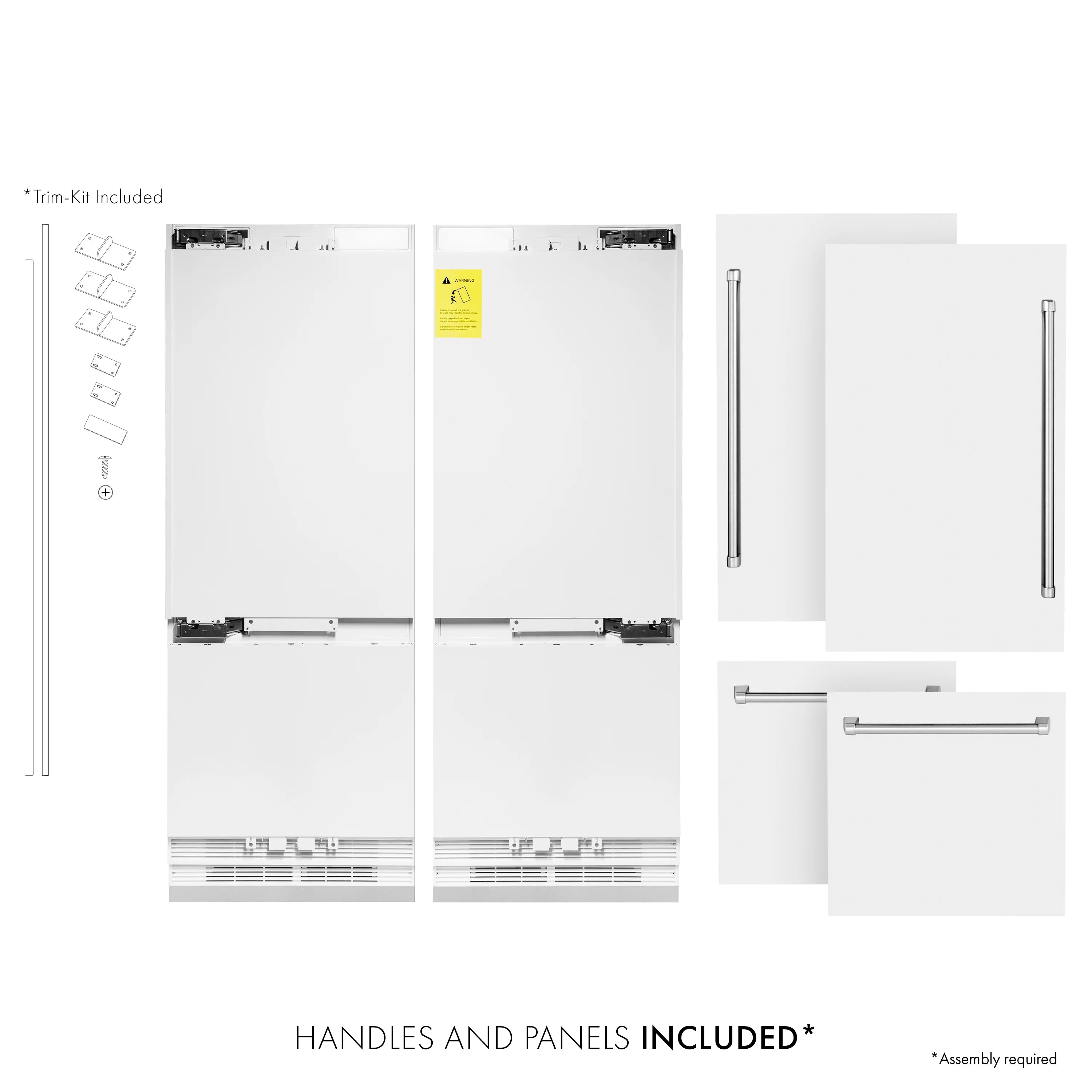 ZLINE 60-Inch 32.2 cu. ft. Built-In 4-Door French Door Refrigerator with Internal Water and Ice Dispenser in White Matte (RBIV-WM-60)