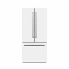 ZLINE 36 in. 19.6 cu. ft. French Door Built-In Bottom Freezer Refrigerator with Water Dispenser and Ice Maker in White Matte - SRBIV