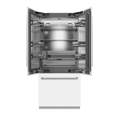 ZLINE 36 in. 19.6 cu. ft. French Door Built-In Bottom Freezer Refrigerator with Water Dispenser and Ice Maker in White Matte - SRBIV