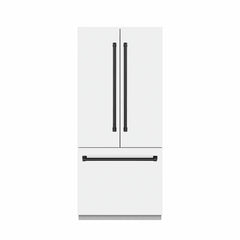 ZLINE 36 in. 19.6 cu. ft. French Door Built-In Bottom Freezer Refrigerator with Water Dispenser and Ice Maker in White Matte - SRBIV
