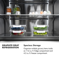 ZLINE 30 in. 16.1 cu. ft. Built-In Bottom Freezer Refrigerator with Water Dispenser and Ice Maker in Black Stainless Steel with Graphite Gray Interior - GRBIV-BS-30