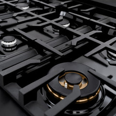 ZLINE 36 in. 5.2 cu. ft. Classic Dual Fuel Range with 6 Burner Gas Cooktop and Electric Convection Oven in Black Stainless Steel - CDRB-36