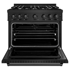ZLINE 36 in. 5.2 cu. ft. Classic Dual Fuel Range with 6 Burner Gas Cooktop and Electric Convection Oven in Black Stainless Steel - CDRB-36