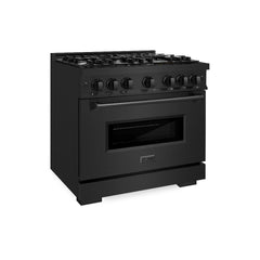 ZLINE 36 in. 5.2 cu. ft. Classic Dual Fuel Range with 6 Burner Gas Cooktop and Electric Convection Oven in Black Stainle
