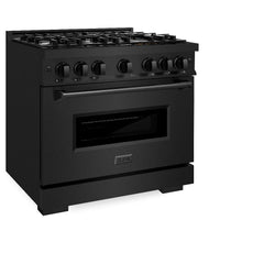 ZLINE 36 in. 5.2 cu. ft. Classic Dual Fuel Range with 6 Burner Gas Cooktop and Electric Convection Oven in Black Stainless Steel - CDRB-36