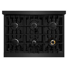 ZLINE 36 in. 5.2 cu. ft. Classic Dual Fuel Range with 6 Burner Gas Cooktop and Electric Convection Oven in Black Stainless Steel - CDRB-36