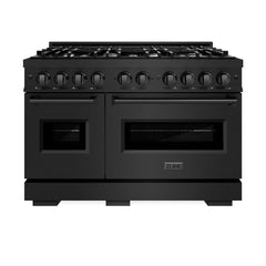 ZLINE 48 in. 6.7 cu. ft. Classic Double Oven Dual Fuel Range with 8 Burner Gas Cooktop in Black Stainless Steel - CDRB-48