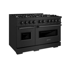 ZLINE 48 in. 6.7 cu. ft. Classic Double Oven Dual Fuel Range with 8 Burner Gas Cooktop in Black Stainless Steel - CDRB-4