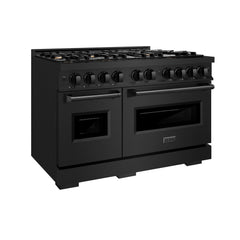 ZLINE 48 in. 6.7 cu. ft. Classic Double Oven Dual Fuel Range in Black Stainless Steel with 8 Brass Burners - CDRB-BR-48