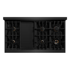 ZLINE 48 in. 6.7 cu. ft. Classic Double Oven Dual Fuel Range in Black Stainless Steel with 8 Brass Burners - CDRB-BR-48
