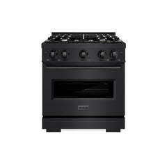 ZLINE 30 in. 4.2 cu. ft. Classic Gas Range with 4 Burner Cooktop and Convection Gas Oven in Black Stainless Steel - CGRB-30