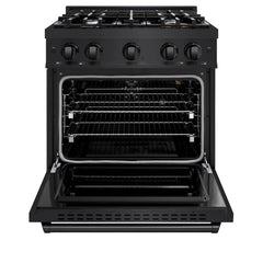 ZLINE 30 in. 4.2 cu. ft. Classic Gas Range with 4 Burner Cooktop and Convection Gas Oven in Black Stainless Steel - CGRB-30