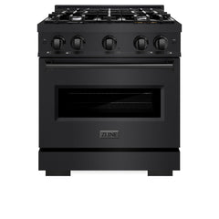 ZLINE 30 in. 4.2 cu. ft. Classic Gas Range with 4 Burner Cooktop and Convection Gas Oven in Black Stainless Steel - CGRB-30