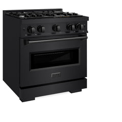 ZLINE 30 in. 4.2 cu. ft. Classic Gas Range with 4 Burner Cooktop and Convection Gas Oven in Black Stainless Steel - CGRB-30