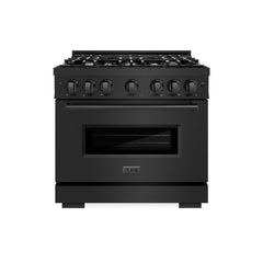 ZLINE 36 in. 5.2 cu. ft. Classic Gas Range with 6 Burner Cooktop and Convection Gas Oven in Black Stainless Steel - CGRB-36