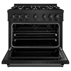 ZLINE 36 in. 5.2 cu. ft. Classic Gas Range with 6 Burner Cooktop and Convection Gas Oven in Black Stainless Steel - CGRB-36