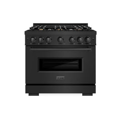 ZLINE 36 in. 5.2 cu. ft. Classic Gas Range with Convection Gas Oven in Black Stainless Steel with 6 Brass Burners - CGRB-BR-36