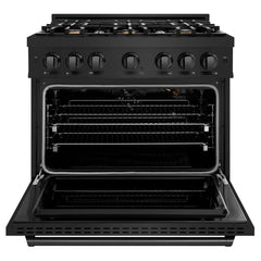 ZLINE 36 in. 5.2 cu. ft. Classic Gas Range with Convection Gas Oven in Black Stainless Steel with 6 Brass Burners - CGRB-BR-36