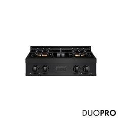 ZLINE 30 in. Classic Gas Rangetop with 4 Burner DuoPro™ Cooktop in Black Stainless Steel - PCRTB-30