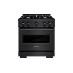 ZLINE 30 in. 4.2 cu. ft. Classic Dual Fuel Range with 4 Burner Gas Cooktop and Electric Convection Oven in Black Stainless Steel - CDRB-30