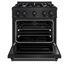 ZLINE 30 in. 4.2 cu. ft. Classic Dual Fuel Range with 4 Burner Gas Cooktop and Electric Convection Oven in Black Stainless Steel - CDRB-30