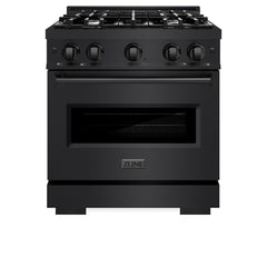 ZLINE 30 in. 4.2 cu. ft. Classic Dual Fuel Range with 4 Burner Gas Cooktop and Electric Convection Oven in Black Stainless Steel - CDRB-30